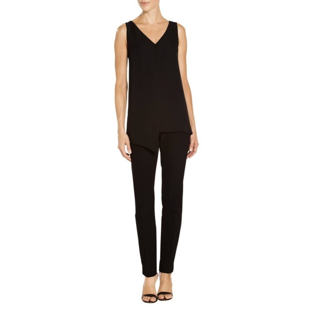 St. John Draped Satin Silk Georgette Shirt Top